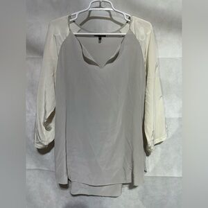 Eileen Fisher 100% Silk 3/4 Sleeve Colorblock Top Blouse Women’s M Quiet Luxury